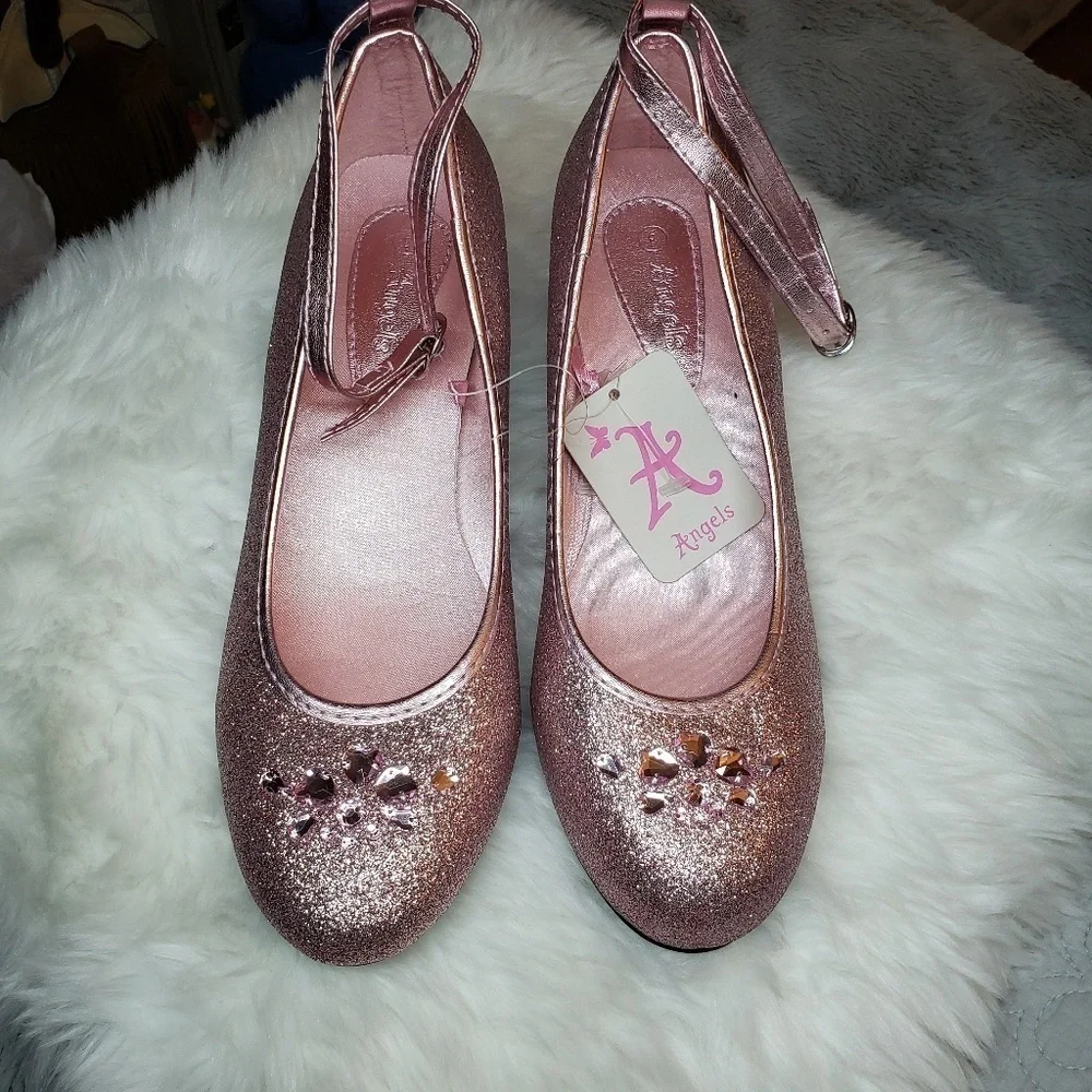 Pink heels glitter special occasion shoes